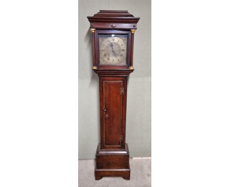 An 18th century oak thirty hour longcase clock, the 11in brass square dial inscribed 'Thos Hall, Rumsey', 193cm high, with pe