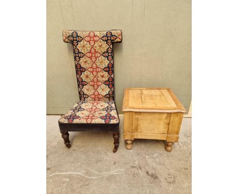A Victorian walnut prie dieu; together with a Victorian pine commode, 46cm wide. (2) 