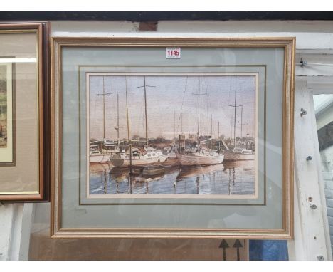 W P Howorth, 'Chichester Yacht Basin', signed, watercolour and body colour, 25.5 x 36cm; together with a pencil signed print 