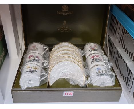 A boxed set of six Royal Worcester coffee cans and saucers.&nbsp; 