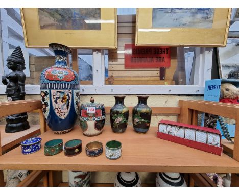 A collection of Japanese cloisonne enamel, to include napkin rings, (some damage).&nbsp;&nbsp; 