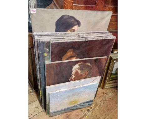 English School, first half 20th century, eight half length portraits, oil on canvas, largest 91.5 x 61cm, each unframed; toge