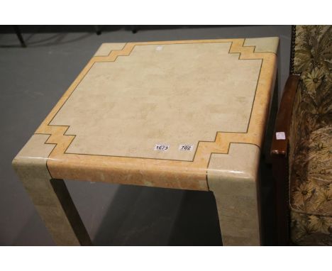 Art Deco type square marble table by Magnussen International, made in the Philippines, 68 cm squared. This lot is not availab