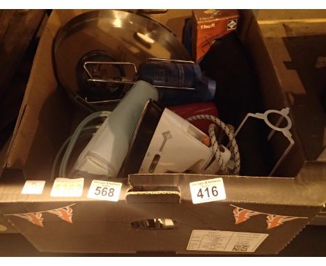 Box of mixed items including Campingaz stove. This lot is not available for in-house P&amp;P.
Condition Report: All electrica