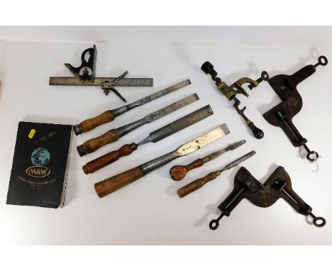 A selection of chisels including Ward &amp; other tools