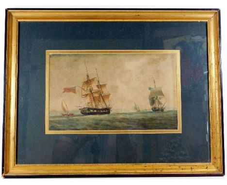 A gilt framed 19thC. watercolour of seascape