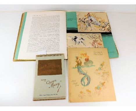 A rare R.M.S Queen Mary maiden voyage programme with other ephemera from the liner