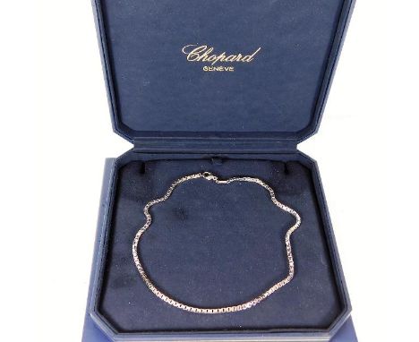 A ladies Chopard necklace made from heavy gauge box link 18ct white gold 16in 35.2g 