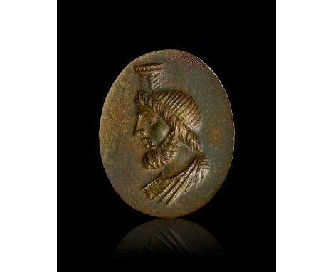 A GREEN JASPER INTAGLIO DEPICTS SERAPIS, ROMAN/ EGYPTIAN, 1ST - 2ND CENTURY A.D.    L: 1.7cm&nbsp;
