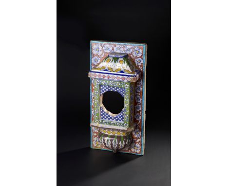 A large and unusual 19th-century North Indian bird house, crafted from Multan glazed pottery. This vibrant piece is adorned w