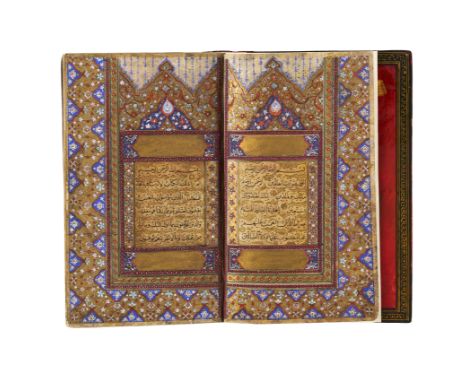 This magnificent illuminated Safavid Quran, signed by Mohammed Amin Bin Ahmad Al-Maki Al-Kashani, is dated AH 918 / AD 1512. 