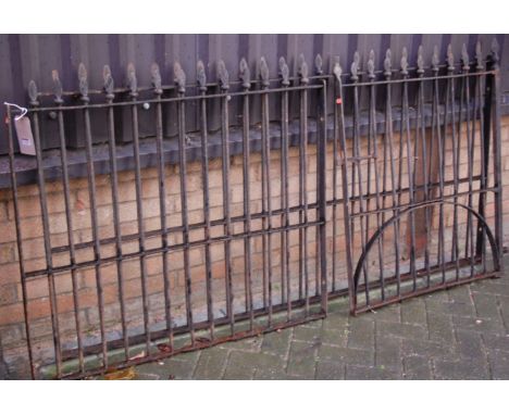 Two 19th century black painted cast iron railings, together with a matching gate (3)   Condition Report / Extra Information  
