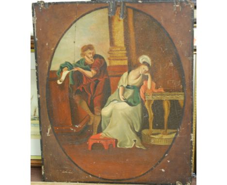 19th century continental school - interior scene, oil on panel, 27x21cm