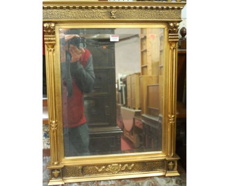 A contemporary French style gilt framed rectangular bevelled wall mirror, 69x55cm