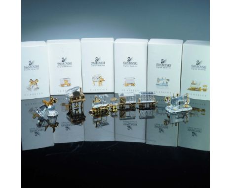 Set of six Swarovski Crystal Memories miniature figurines, each accompanied by its original box and marked with the Swarovski