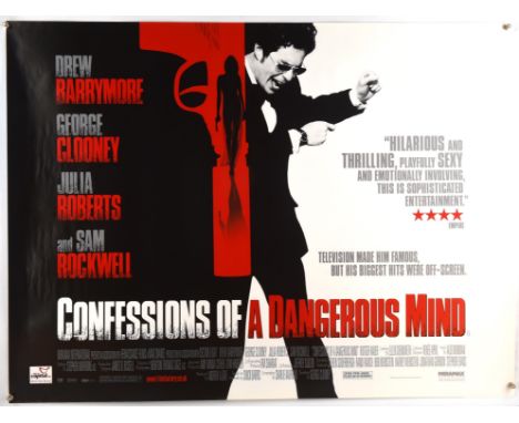 Confessions of Dangerous Mind (2003), British Quad Film Poster, starring George Clooney and Julia Roberts, unfolded, 30 x 40 