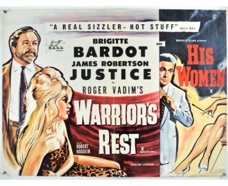 Warriors Rest (AKA Love on a Pillow) (1962), His Women (1961), Double Bill, British Quad, 40 x 30 inches, bi-folded, Studio T