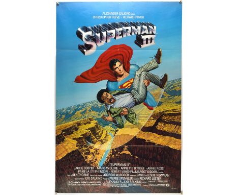 Superman III (1983), US One Sheet Movie Poster, starring Christopher Reeve, artwork by Larry Salk, folded, 27 x 40 inches Con