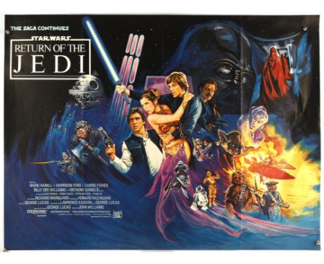 Star Wars Return of the Jedi (1983), British Quad Film Poster, action style, artwork by Josh Kirby, 30 x 40 inches, lightly f
