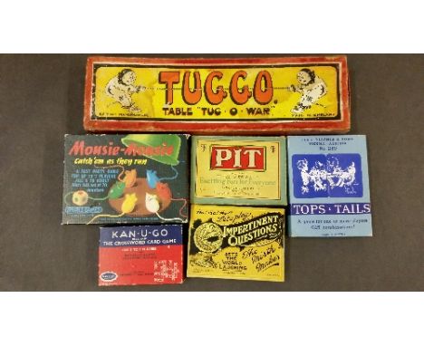 GAMES, vintage selection, Tops & Tails by Piafnik & Sons of Vienna, No. 289), Pit by Parker Brothers, Kan-U-Go by Porterprint