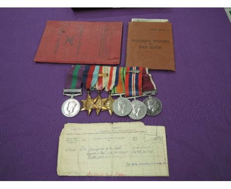 Seven WW2 Medals, S/3709241 CPL.G.Atkinson Kings Own on Palestine Medal, 3709241 C/SJT,G.M.Atkinson R.Leicesters on Long Serv