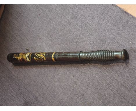 A Victorian wooden Truncheon having VR &amp; Crown Cypher numbered 758 and marked McNauchium Glasgow
