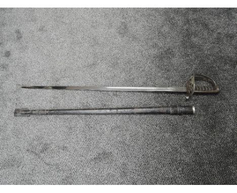 A British Rifle Officers Sword Madras Native Infantry 1827 Pattern with strung bugle insert to hilt, proof button, Edward VII