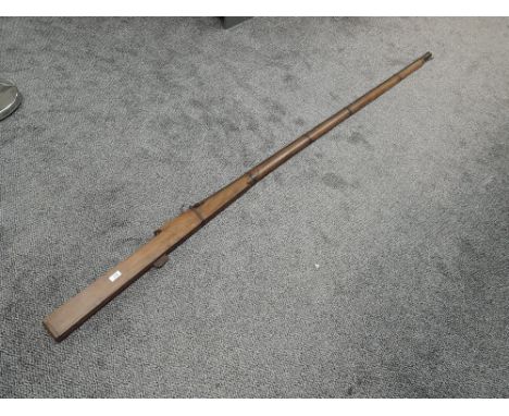 A 17th/18th century Indian Matchlock Rampart Gun with ramrod present, on stock 2616, possibly on barrel PR ?X R/2/6349, barre