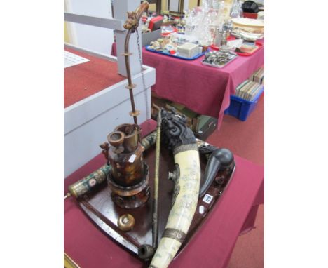 Oriental Smoking Items, to include elongated pipes, 54.5cm, opium style pipes, Meerschaum pipe, dragon ornament.