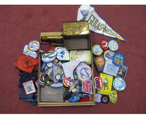 Cigarette Lighters, cloth patches, tins, etc:- One Tray,