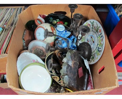 Cast Metal Three Light Candelabra, egg timer, etc:- One Box.