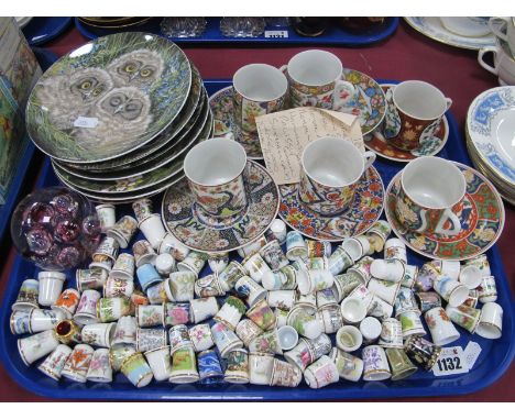 Thimbles: Quantity to include Limoges, Worcester, Spode, Wedgwood Owl Plates, etc:- One Tray