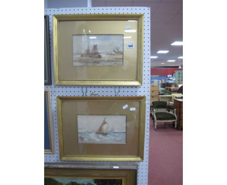 R. Thomas, Shipping off Dutch Coast, pair of watercolours, signed lower right, 13.5 x 22.5cm.