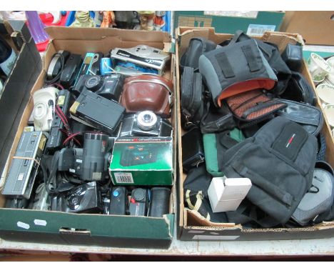 Konica C35 DFP Camera, Coronet Camera and other cameras, together with one box of camera cases:- Two Boxes.