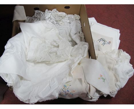 Vintage Linen, pillow cases, napkins etc:- One Box.