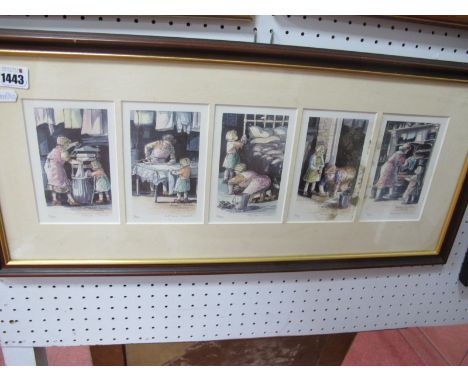 Margaret Clarkson, 'About The House Jobs' five limited edition colour prints of 500, each signed, in single frame 13 x 8cm, w