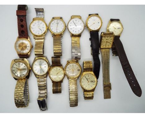 Watches - Twelve wristwatches to include a Delbana 17 Jewel automatic 67, Bulova Accutron wristwatch with expanding bracelet,