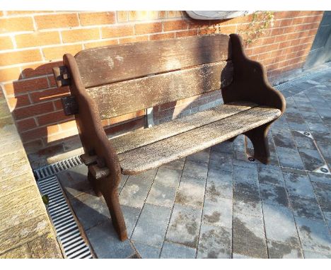 Garden Furniture - a wooden bench seat, 53 cm (h) x 120 cm (w) x 77 cm (d)Condition: generally good throughout, the wood has 