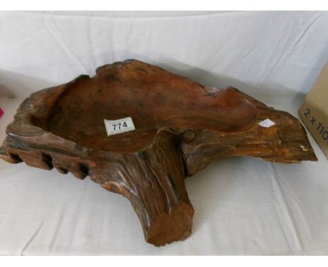 A Chinese? carved wood sculpture/trough