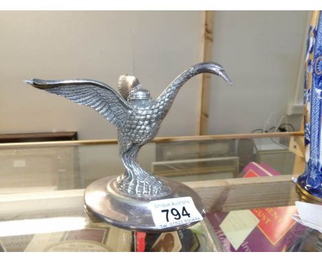 A silver plated swan cigar lighter