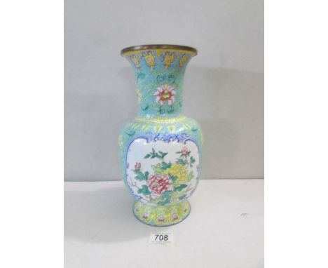 A Chinese enamel vase, late Qing, in excellent condition (approx 30cm high)