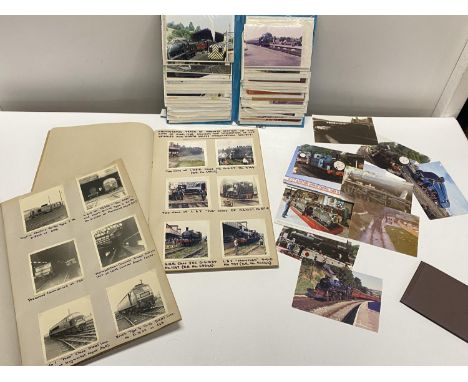 A large selection of vintage steam train related original photographs and postcards