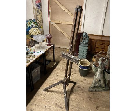 A large vintage wooden artists easel. 185cm tall. No shipping