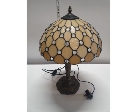A Tiffany style lamp shade and base H52cm, (untested no bulb) shipping unavailable
