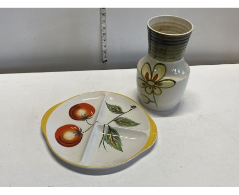 A vintage Radford vase and hors d'oeuvres plate vase H27cm, shipping unavailable