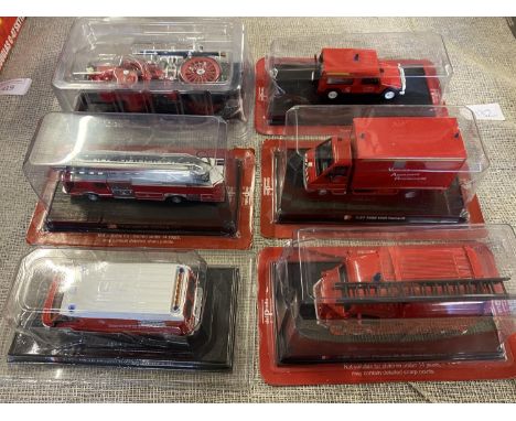 Six boxed assorted Del Prado die-cast fire engine models