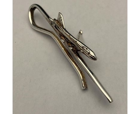 A 925 silver tie clip in the form of an aeroplane