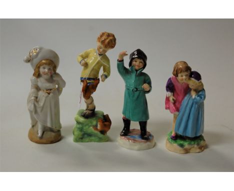 Three various Worcester porcelain figures modelled by Dorothy Doughty, comprising February, October, and Babes in the Wood; t