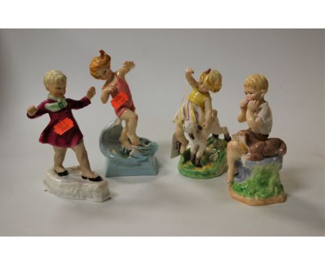 A set of four Royal Worcester porcelain calendar figures, all modelled by F.G. Doughty, comprising January, June, July and Ap