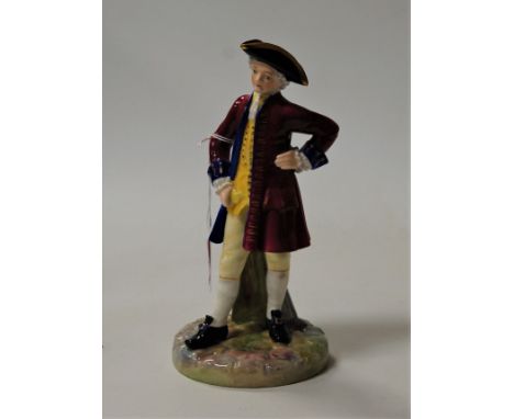 A Royal Worcester porcelain figure Georgian Gentleman, modelled by James Hadley, puce mark and numbered 1052, h.21cm.Some lig
